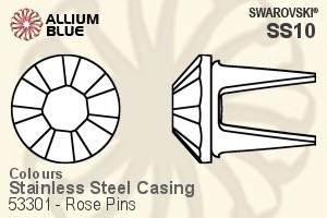 Swarovski Rose Pin (53301), Stainless Steel Casing, With Stones in SS10 - Colors