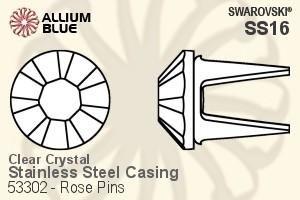 Swarovski Rose Pin (53302), Stainless Steel Casing, With Stones in SS16 - Clear Crystal - Click Image to Close