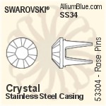 Swarovski Rose Pin (53304), Stainless Steel Casing, With Stones in SS34 - Colors