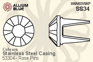 Swarovski Rose Pin (53304), Stainless Steel Casing, With Stones in SS34 - Colors