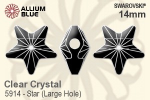 Swarovski Star (Large Hole) Bead (5914) 14mm - Clear Crystal - Click Image to Close