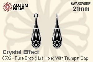 スワロフスキー Pure Drop (Half Hole) Trumpet Cap ペンダント (6532) 21mm - クリスタル エフェクト - ウインドウを閉じる