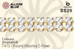 Preciosa Round Maxima 2-Rows Cupchain (7413 7182), Unplated Raw Brass, With Stones in SS29 - Colours - Click Image to Close