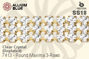 Preciosa Round Maxima 3-Rows Cupchain (7413 7177), Unplated Raw Brass, With Stones in SS18 - Clear Crystal - Click Image to Close