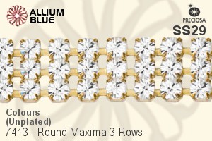 Preciosa Round Maxima 3-Rows Cupchain (7413 7183), Unplated Raw Brass, With Stones in SS29 - Colours - ウインドウを閉じる