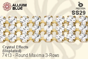 Preciosa Round Maxima 3-Rows Cupchain (7413 7183), Unplated Raw Brass, With Stones in SS29 - Crystal Effects - Click Image to Close