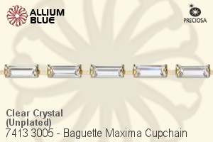 Preciosa Baguette Maxima Cupchain (7413 3005), Unplated Raw Brass, With Stones in 7x3mm - Clear Crystal - 关闭视窗 >> 可点击图片