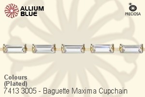 Preciosa Baguette Maxima Cupchain (7413 3005), Plated, With Stones in 7x3mm - Colours - Haga Click en la Imagen para Cerrar