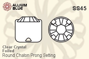 Premium Crystal Round Chaton in Prong Setting SS45 - Clear Crystal With Foiling