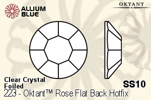 Oktant™ Rose Flat Back Hotfix (223) SS10 - Clear Crystal With Aluminum Foiling