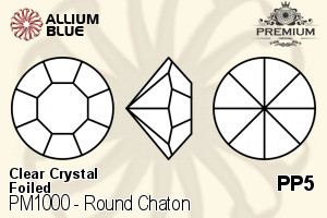 PREMIUM Round Chaton (PM1000) PP5 - Clear Crystal With Foiling - Click Image to Close