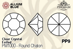 PREMIUM Round Chaton (PM1000) PP9 - Clear Crystal With Foiling - 关闭视窗 >> 可点击图片