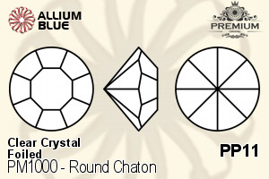 PREMIUM Round Chaton (PM1000) PP11 - Clear Crystal With Foiling