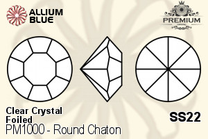 PREMIUM Round Chaton (PM1000) SS22 - Clear Crystal With Foiling - Haga Click en la Imagen para Cerrar