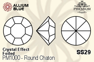 PREMIUM Round Chaton (PM1000) SS29 - Crystal Effect With Foiling