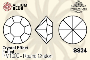 PREMIUM Round Chaton (PM1000) SS34 - Crystal Effect With Foiling - Click Image to Close