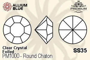 PREMIUM Round Chaton (PM1000) SS35 - Clear Crystal With Foiling - Click Image to Close