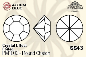 PREMIUM Round Chaton (PM1000) SS43 - Crystal Effect With Foiling