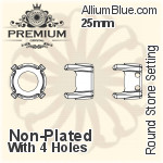 PREMIUM Round Stone Setting (PM1100/S), With Sew-on Holes, 25mm, Plated Brass