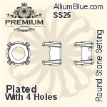 PREMIUM Round Stone Setting (PM1100/S), No Hole, SS24 (5.2 - 5.4mm), Unplated Brass