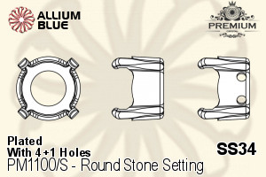 PREMIUM Round Stone Setting (PM1100/S), With Sew-on Holes, SS34 (7.0 - 7.3mm), Plated Brass - 关闭视窗 >> 可点击图片
