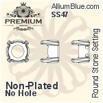 PREMIUM Round Stone Setting (PM1100/S), No Hole, SS48 (10.9 - 11.3mm), Unplated Brass