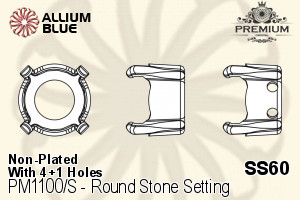 PREMIUM Round Stone Setting (PM1100/S), With Sew-on Holes, SS60 (14.2 - 14.5mm), Unplated Brass - Click Image to Close