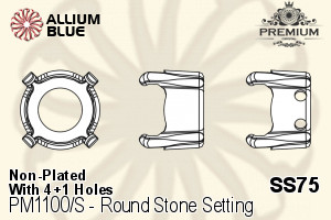 PREMIUM Round Stone Setting (PM1100/S), With Sew-on Holes, SS75 (18 - 18.2mm), Unplated Brass - 关闭视窗 >> 可点击图片