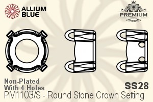 PREMIUM Round Stone Crown Setting (PM1103/S), With Sew-on Holes, SS28, Unplated Brass - Haga Click en la Imagen para Cerrar