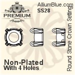 PREMIUM Round Stone Crown Setting (PM1103/S), With Sew-on Holes, SS22, Plated Brass