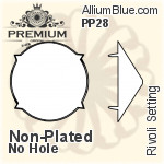 PREMIUM Rivoli Setting (PM1122/S), No Hole, PP24 (3mm), Unplated Brass