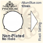PREMIUM Rivoli Setting (PM1122/S), No Hole, 16mm, Unplated Brass