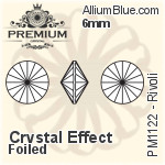 PREMIUM Rivoli (PM1122) 6mm - Clear Crystal With Foiling