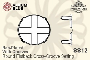 PREMIUM Round Flatback Cross-Groove Setting (PM2000/S), With Sew-on Cross Grooves, SS12 (3.2mm), Unplated Brass - 關閉視窗 >> 可點擊圖片