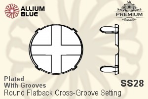 PREMIUM Round Flatback Cross-Groove Setting (PM2000/S), With Sew-on Cross Grooves, SS28 (6.1mm), Plated Brass - Click Image to Close