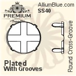 PREMIUM Round フラットバック Cross-Groove 石座, (PM2000/S), 縫い付けクロス溝付き, SS30 (6.5mm), メッキなし 真鍮