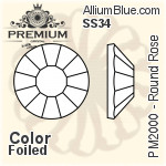 PREMIUM Round Rose Flat Back (PM2000) SS34 - Crystal Effect With Foiling