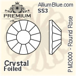 PREMIUM Round Rose Flat Back (PM2000) SS40 - Crystal Effect With Foiling