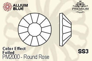 PREMIUM CRYSTAL Round Rose Flat Back SS3 Tanzanite AB F