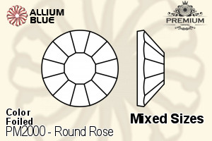 PREMIUM CRYSTAL Round Rose Flat Back Mixed Sizes Jet F