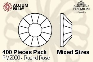 PREMIUM CRYSTAL Round Rose Flat Back Mixed Sizes Light Sapphire F