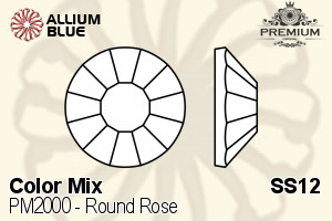 PREMIUM Round Rose Flat Back (PM2000) SS12 - Color Mix - Click Image to Close