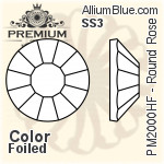 PREMIUM Round Rose Hot-Fix Flat Back (PM2000HF) SS3 - Crystal Effect With Foiling