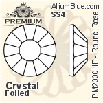 PREMIUM Round Rose Hot-Fix Flat Back (PM2000HF) SS4 - Clear Crystal With Foiling