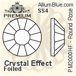 PREMIUM Round Rose Hot-Fix Flat Back (PM2000HF) SS4 - Crystal Effect With Foiling