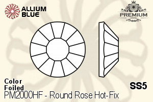 PREMIUM Round Rose Hot-Fix Flat Back (PM2000HF) SS5 - Color With Foiling