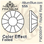 PREMIUM Round Rose Hot-Fix Flat Back (PM2000HF) SS5 - Color Effect With Foiling