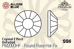 PREMIUM Round Rose Hot-Fix Flat Back (PM2000HF) SS6 - Crystal Effect Unfoiled