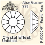 PREMIUM Round Rose Hot-Fix Flat Back (PM2000HF) SS8 - Crystal Effect Unfoiled