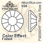 PREMIUM Round Rose Hot-Fix Flat Back (PM2000HF) SS8 - Color Effect With Foiling